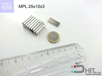 MPL 25x10x3 [N38] - magnes płytkowy