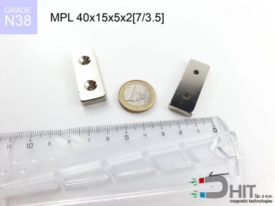 MPL 40x15x5x2[7/3.5] [N38] - magnes płytkowy
