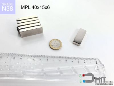MPL 40x15x6 [N38] - magnes płytkowy