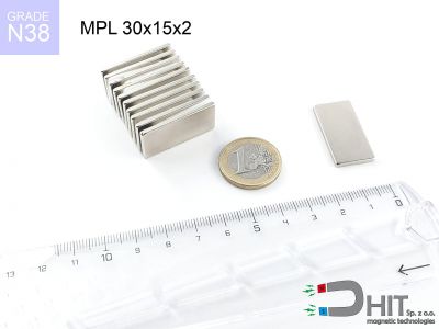 MPL 30x15x2 N38 magnes płytkowy