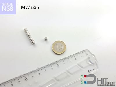 MW 5x5 N38 - magnesy w kształcie krążka