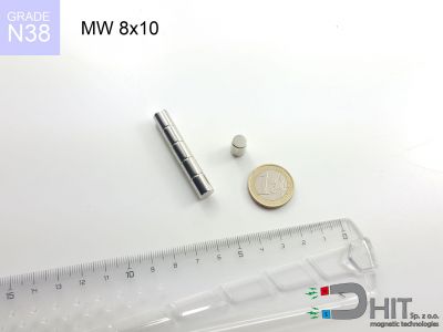 MW 8x10 N38 - magnesy neodymowe walcowe
