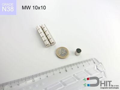 MW 10x10 N38 - magnesy w kształcie walca