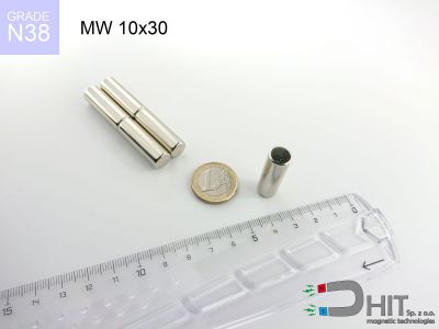 MW 10x30 N38 - neodymowe magnesy walcowe