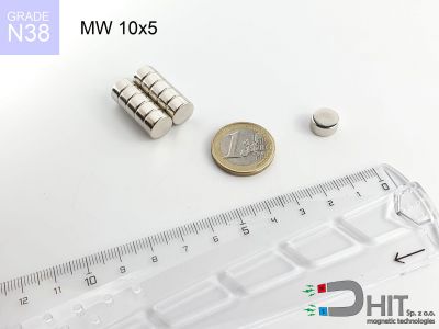MW 10x5 N38 - neodymowe magnesy walcowe