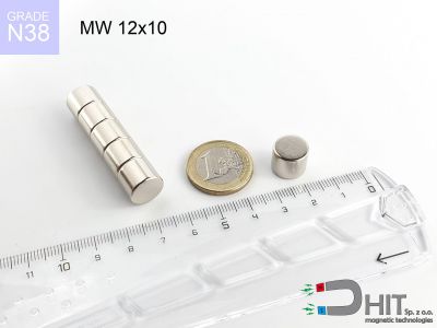MW 12x10 N38 - magnesy w kształcie walca