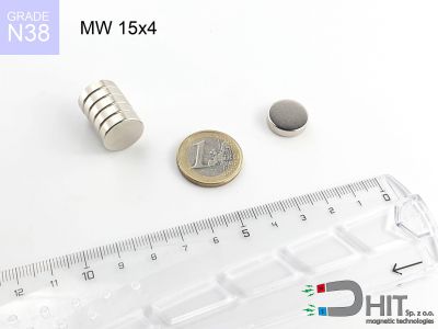 MW 15x4 N38 - magnesy w kształcie krążka