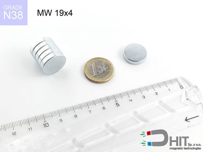 MW 19x4 N38 - magnesy w kształcie walca