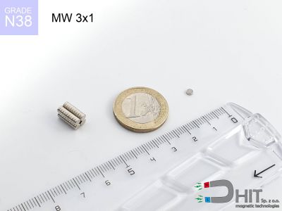 MW 3x1 N38 - magnesy neodymowe walcowe