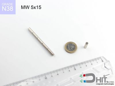 MW 5x15 N38 - magnesy w kształcie krążka