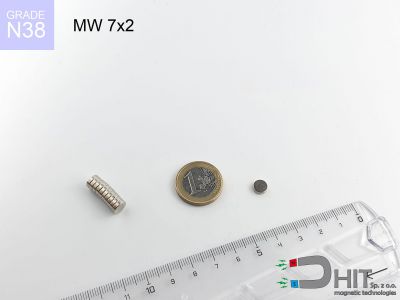 MW 7x2 N38 - neodymowe magnesy walcowe