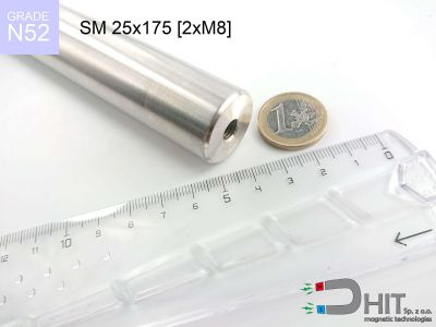 SM 25x175 [2xM8] N52 - wałki magnetyczne z magnesami