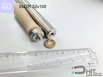 SMZR 32x100 N52 - separatory wałki magnetyczne z drewnianym uchwytem