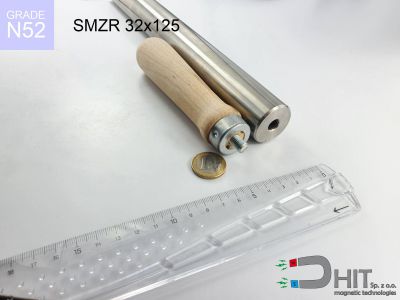 SMZR 32x125 N52 - separatory wałki z magnesami neodymowymi z drewnianym chwytem