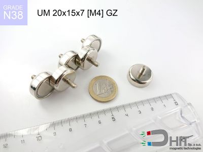 UMGW 20x15x7 [M4] GZ N38 - magnesy w uchwycie z gwintem wewnętrznym