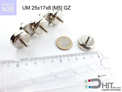 UMGZ 25x17x8 [M5] GZ N38 - magnesy w obudowie z gwintem wewnętrznym
