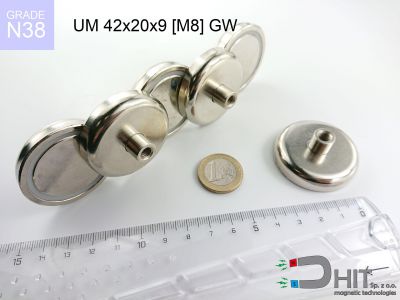 UMGW 42x20x9 [M8] GW N38 - magnesy w obudowie z gwintem wewnętrznym