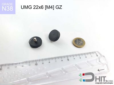 UMGGZ 22x6 [M4] GZ N38 - uchwyty magnetyczne w gumie