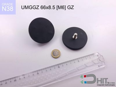 UMGGZ 66x8.5 [M6] GZ N38 - gwintowane magnesy neodymowe w gumie