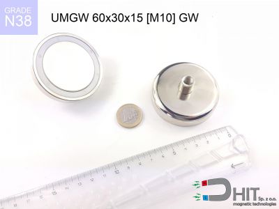 UMGW 60x30x15 [M10] GW N38 - uchwyty magnetyczne z gwintem wewnętrznym
