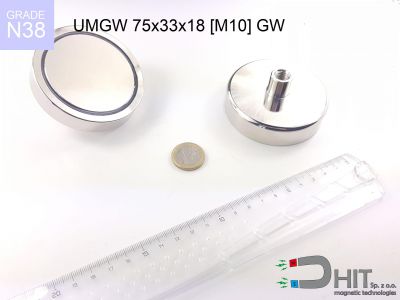 UMGW 75x33x18 [M10] GW N38 - uchwyty magnetyczne z gwintem wewnętrznym