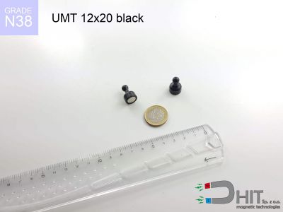 UMT 12x20 black N38 - magnesy na tablice