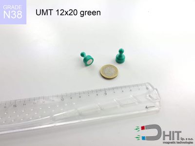 UMT 12x20 green N38 - uchwyty magnetyczne na tablice