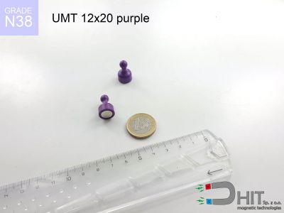 UMT 12x20 purple N38 - klipsy magnetyczne na tablice