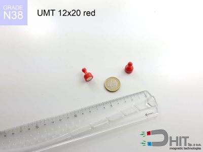 UMT 12x20 red N38 - magnesy na tablice