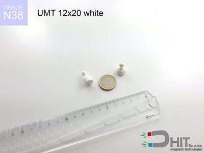 UMT 12x20 white N38 - klipsy magnetyczne do tablic