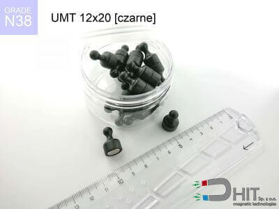 UMT 12x20 czarne N38 - klipsy magnetyczne na tablice
