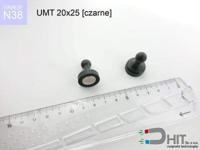 UMT 20x25 czarne N38 - klipsy magnetyczne na tablice